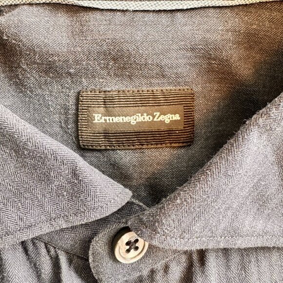 Ermenegildo Zegna Cotton Long Sleeve Button Down Shirt Grey - Picture 4 of 7